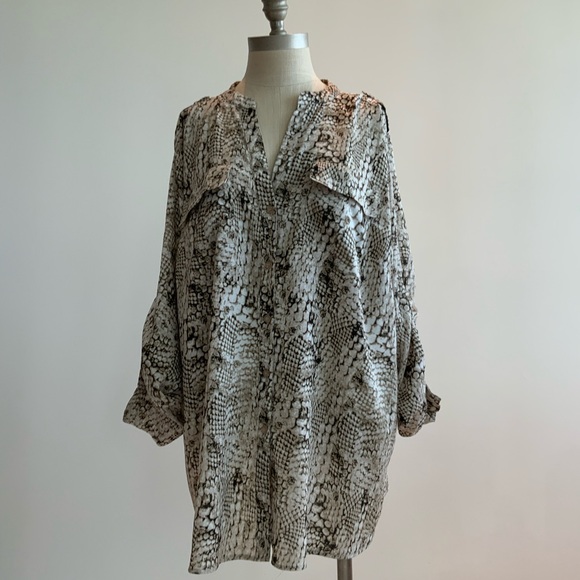 Calvin Klein Tops - Calvin Klein Beige and Brown Snake Patterned Top 2X